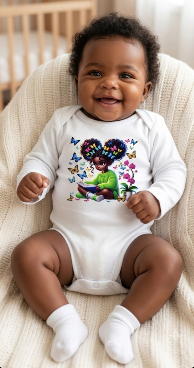 Organic 'Butterfly Bookworm' 3pack baby bodysuit
